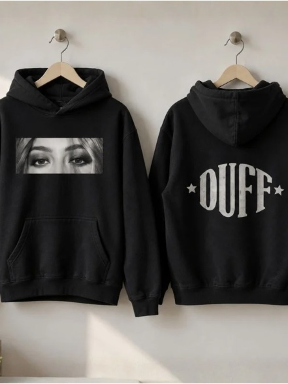 Sabrina Carpenter Short n Sweet OUFF Eyes Vintage Black Hoodie